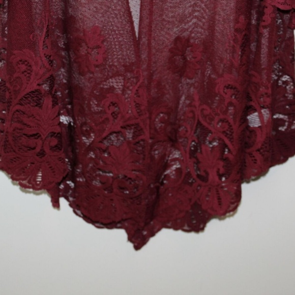 Maurices Lace Open Front Kimono Burgundy HW6543 - Picture 3 of 8